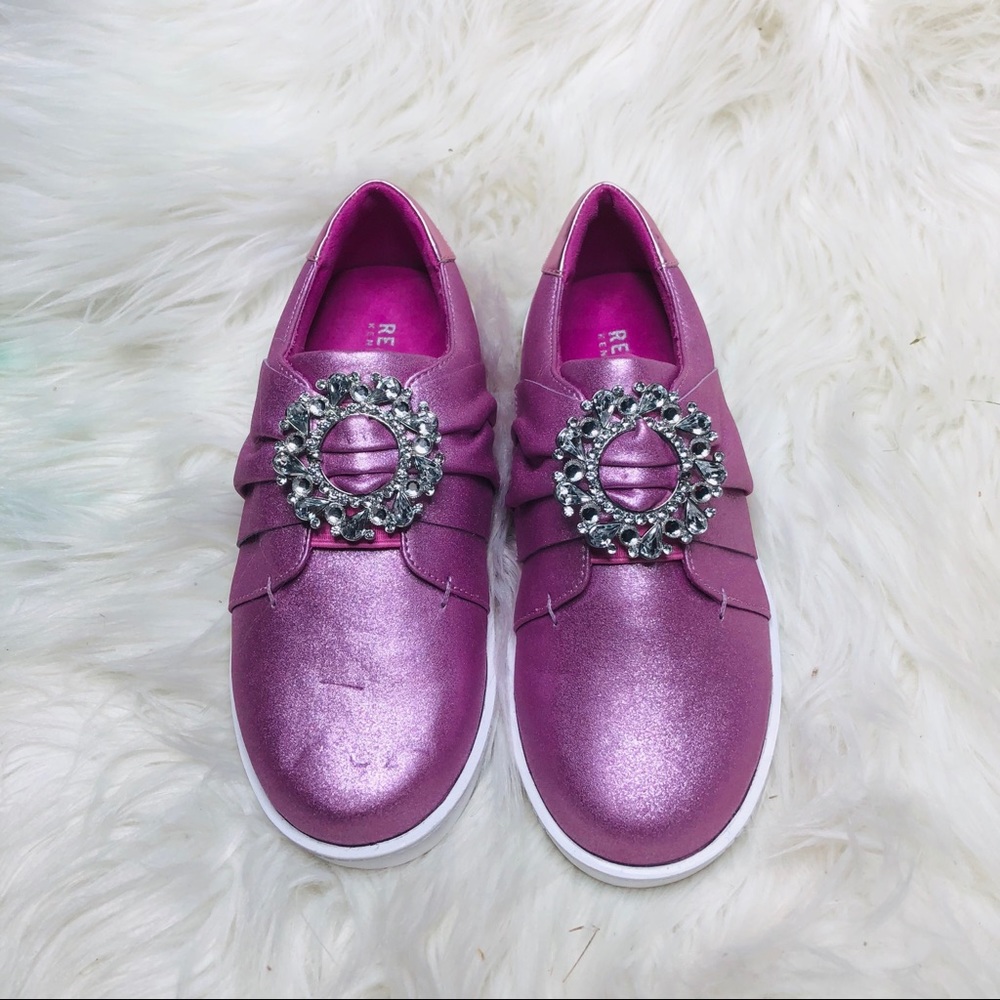 Kenneth Cole Pink Slip-On Sneakers with silver appliqué